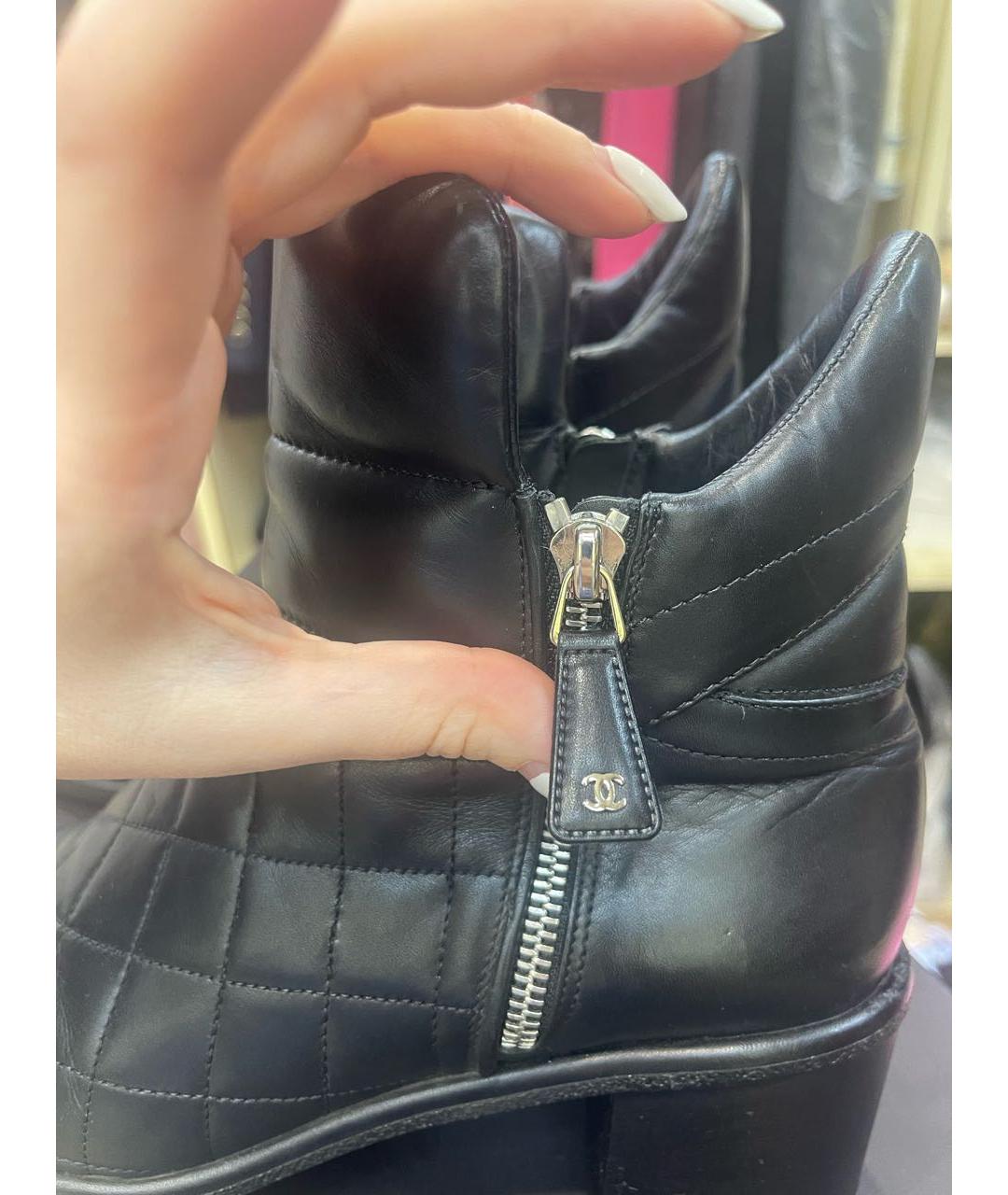 CHANEL Черные кожаные ботинки, фото 7