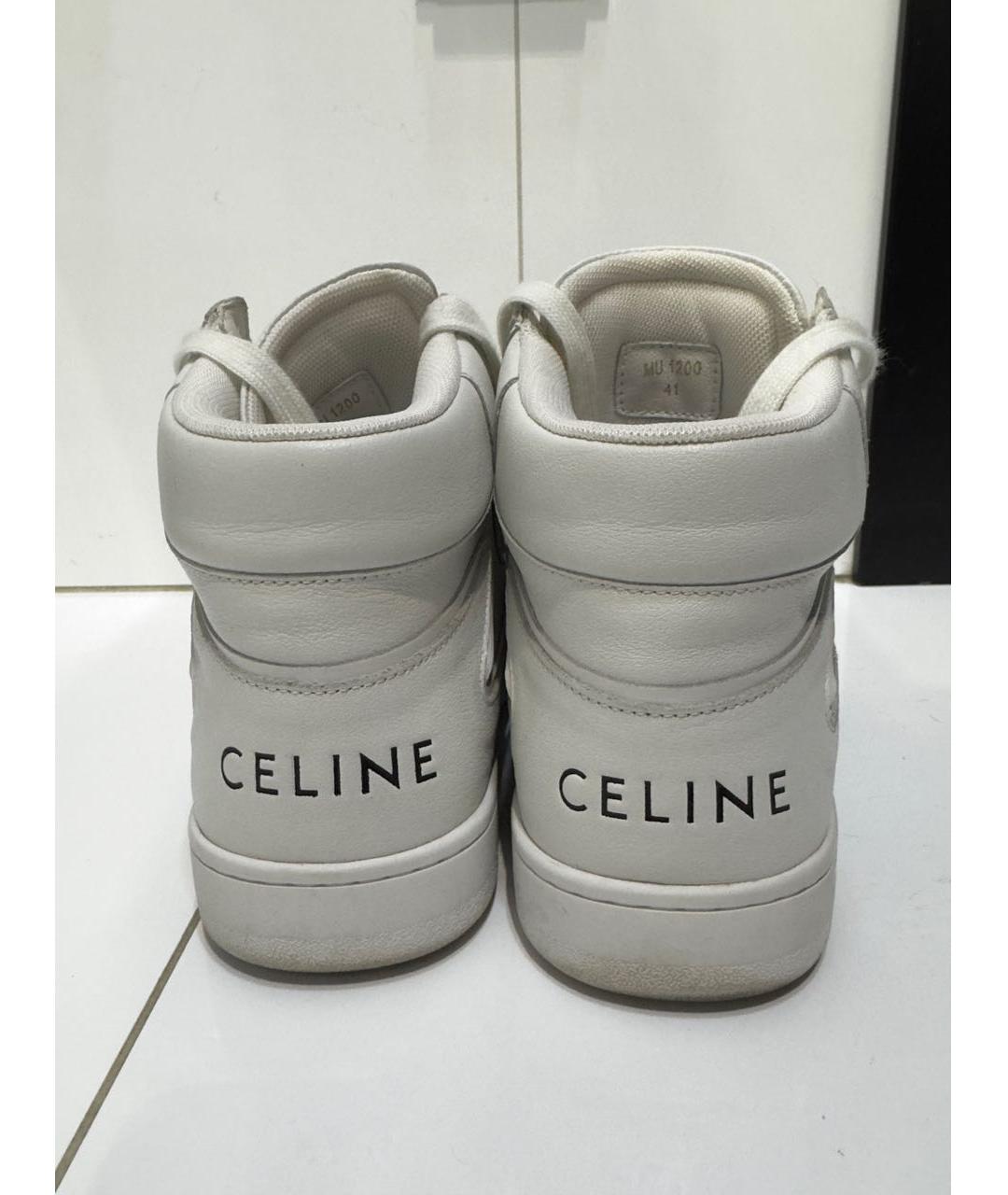 CELINE Белые кожаные кроссовки, фото 4