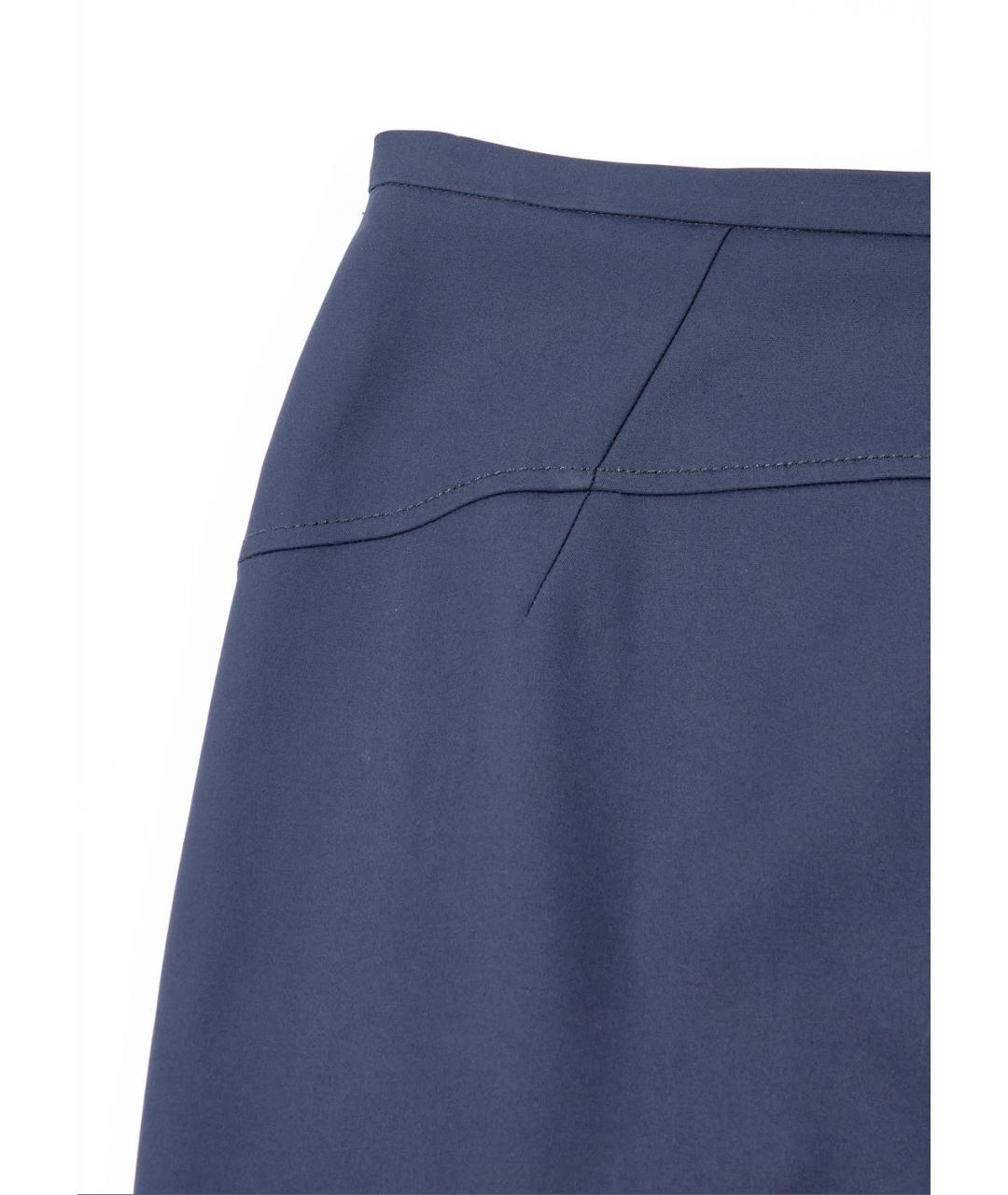 MAX MARA STUDIO Синяя хлопковая юбка мини, фото 4