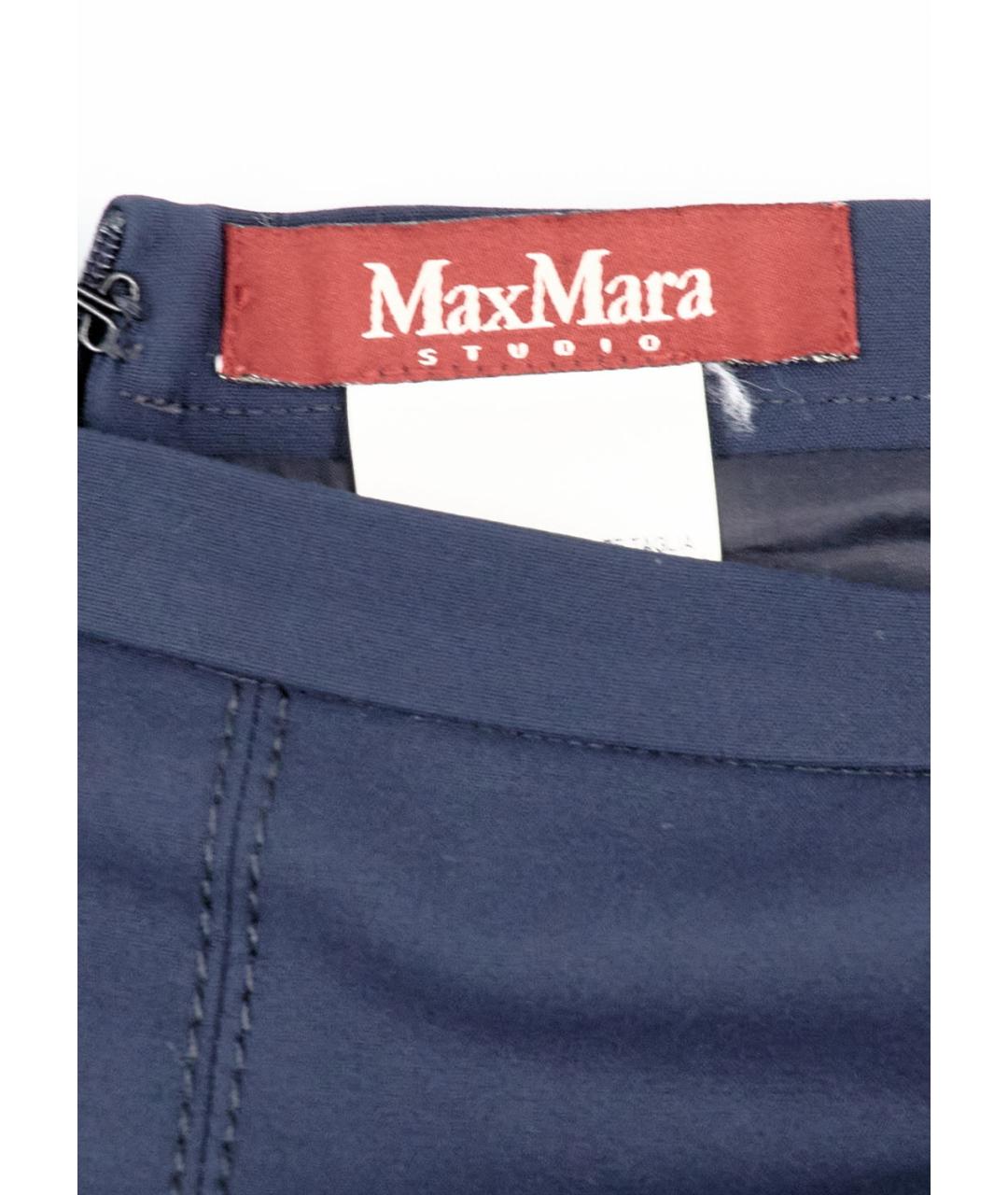 MAX MARA STUDIO Синяя хлопковая юбка мини, фото 3