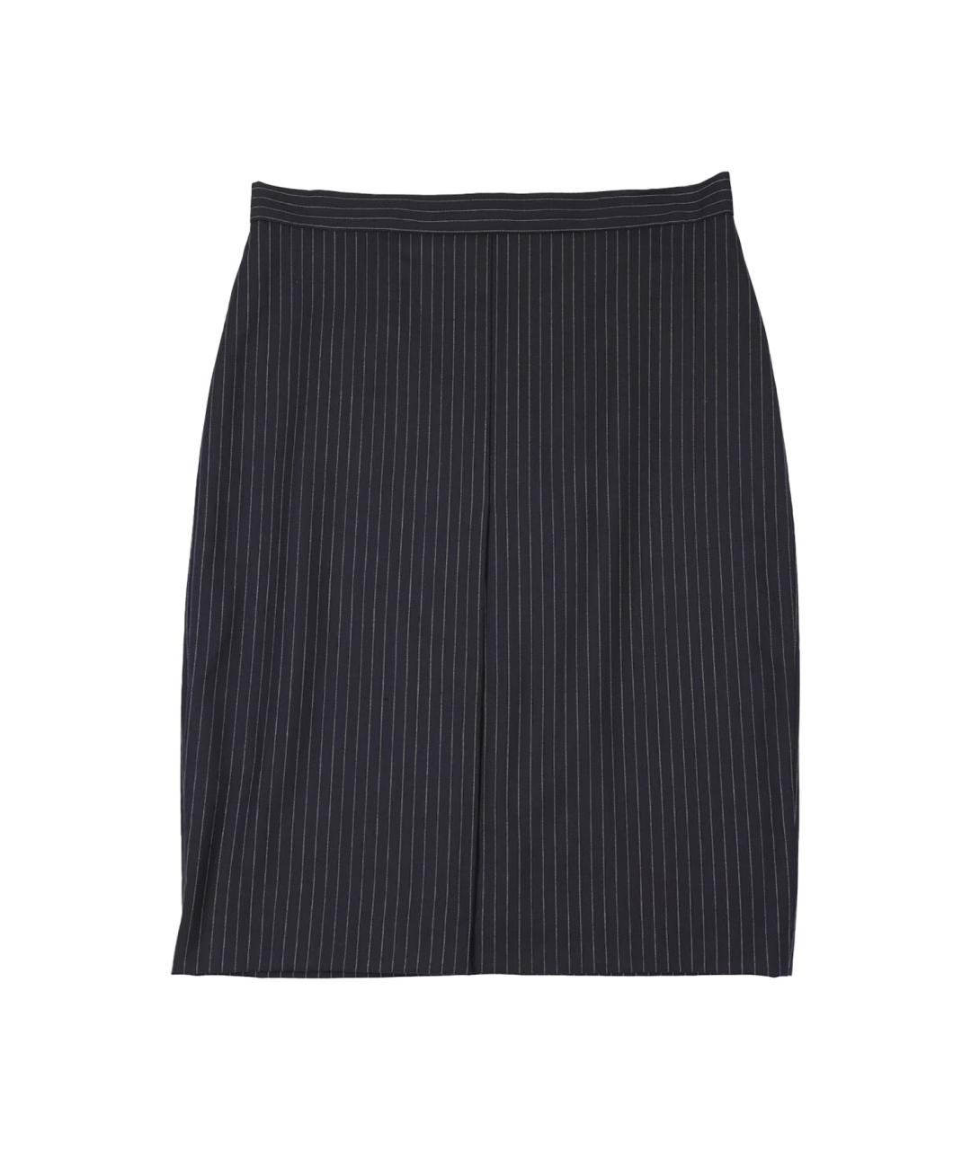 MAX MARA Темно-синяя шерстяная юбка миди, фото 1
