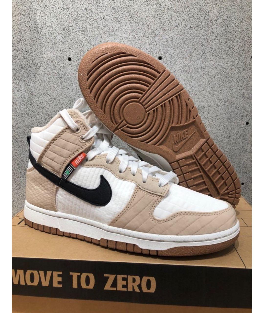 NIKE Бежевые текстильные высокие кроссовки / кеды, фото 2