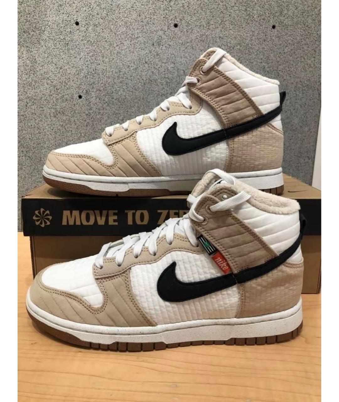 NIKE Бежевые текстильные высокие кроссовки / кеды, фото 3
