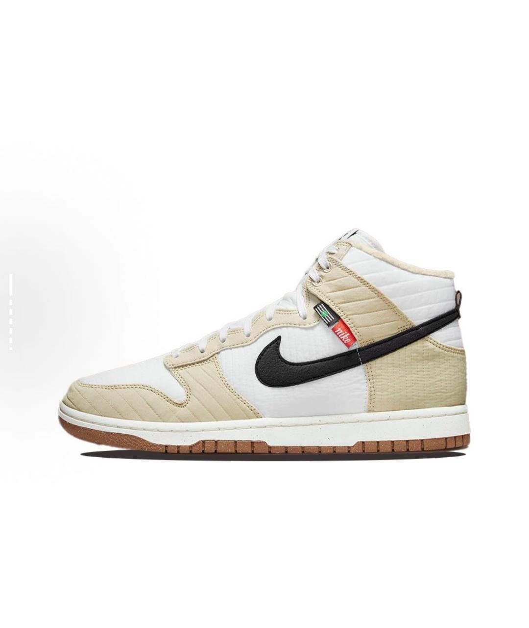 NIKE Бежевые текстильные высокие кроссовки / кеды, фото 7