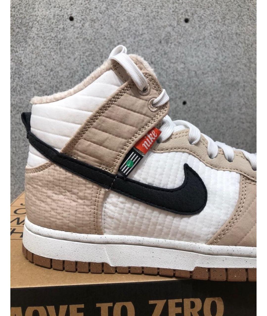 NIKE Бежевые текстильные высокие кроссовки / кеды, фото 4
