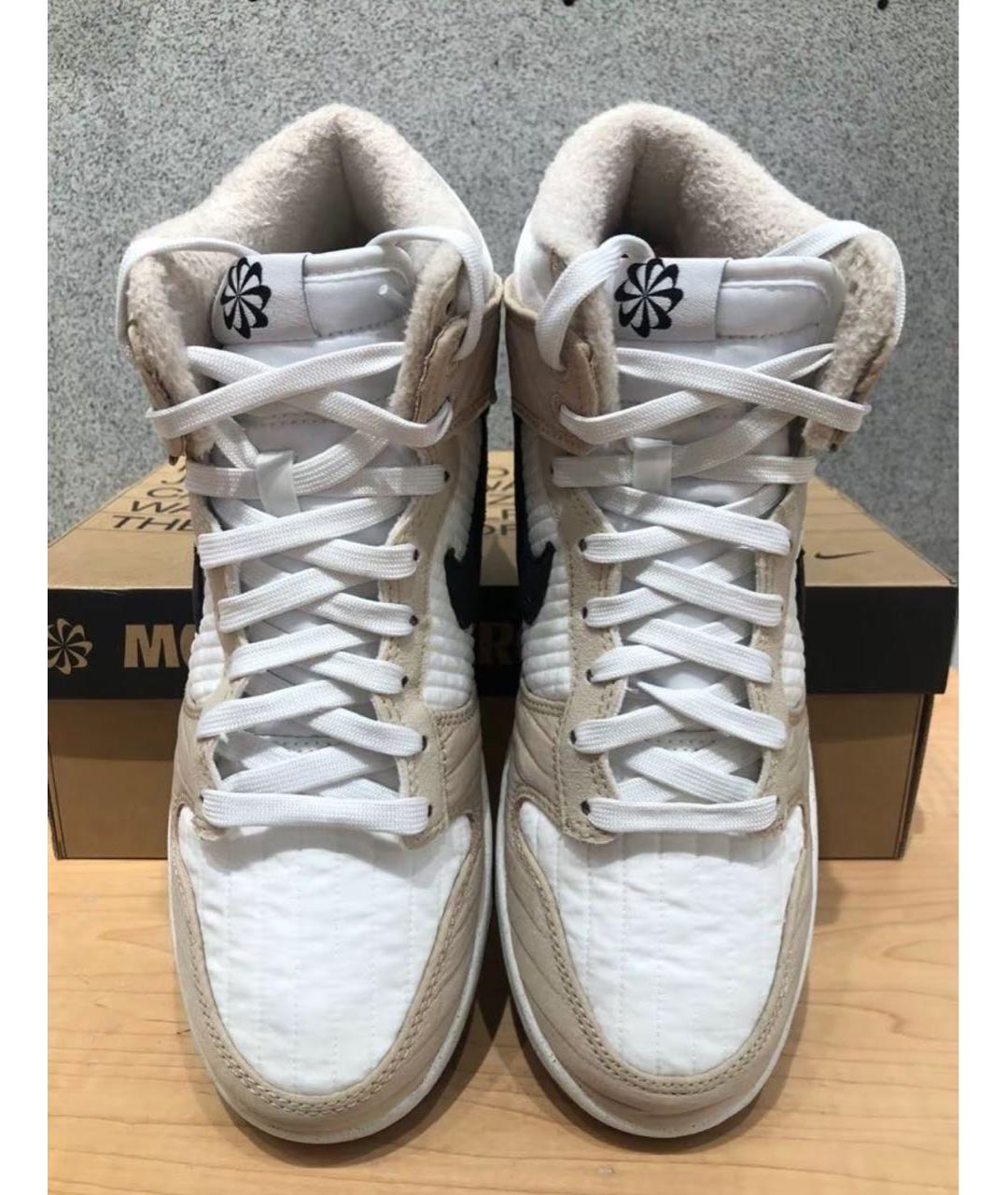 NIKE Бежевые текстильные высокие кроссовки / кеды, фото 5