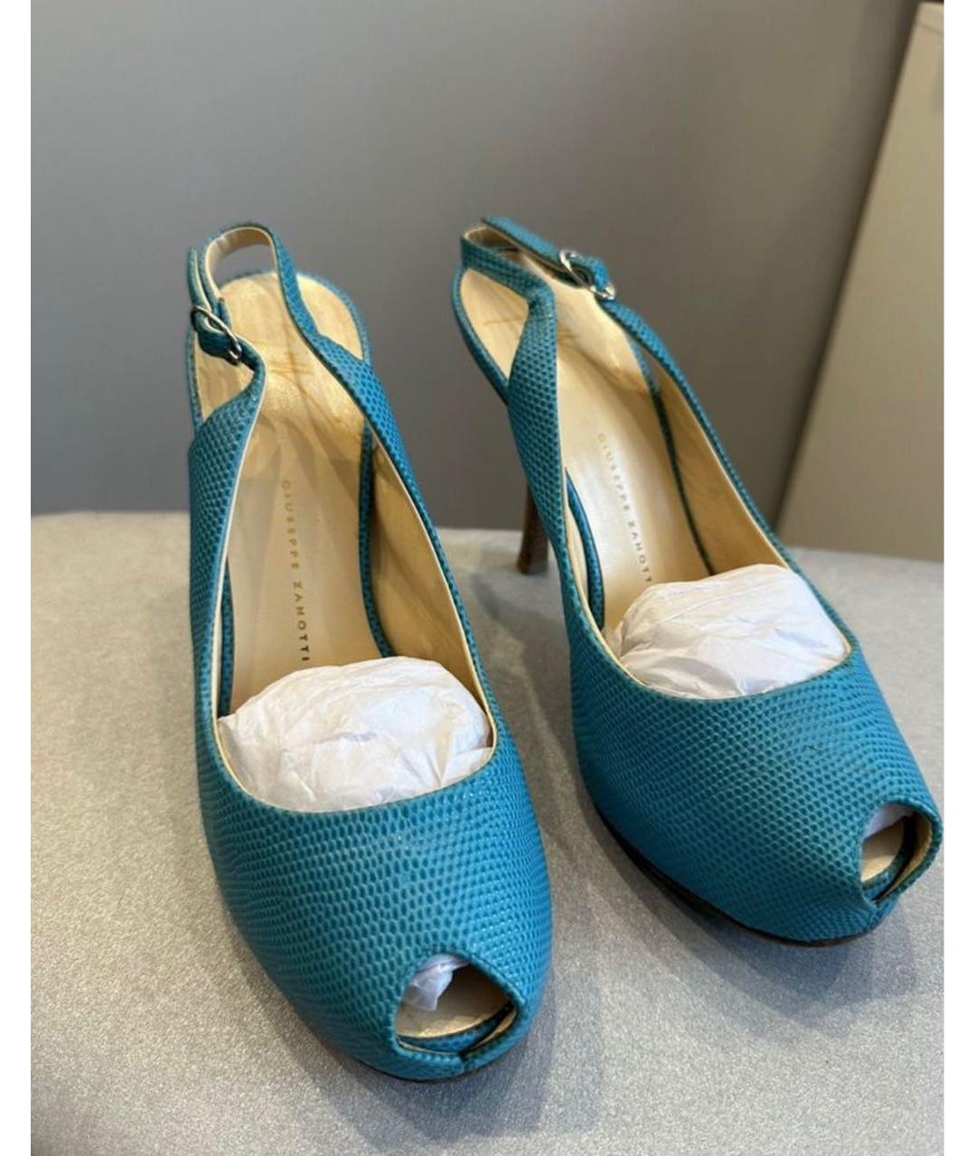 GIUSEPPE ZANOTTI DESIGN Бирюзовые кожаные босоножки, фото 2