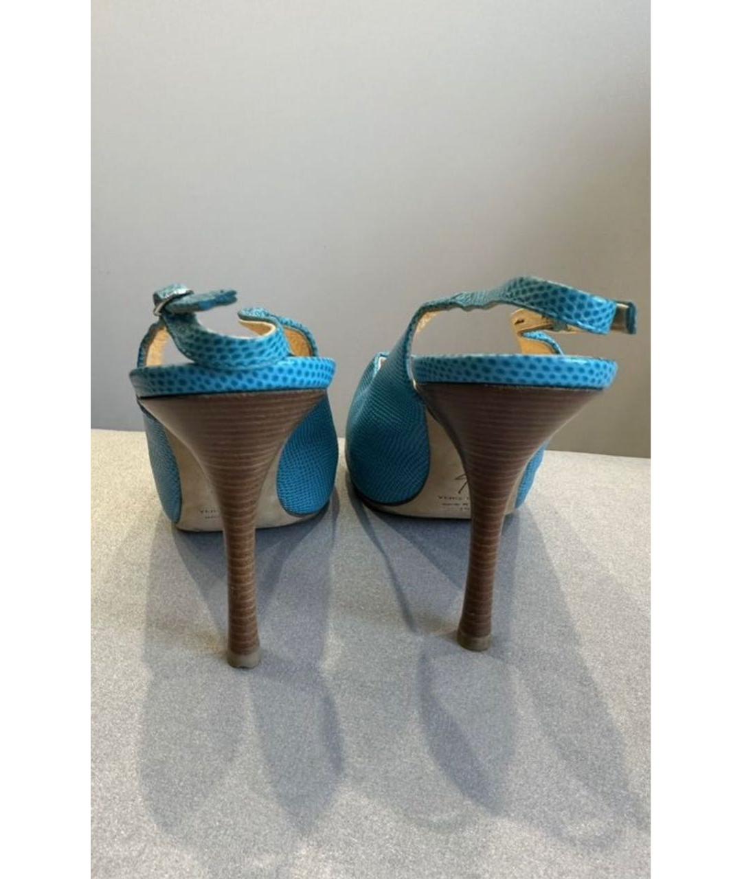 GIUSEPPE ZANOTTI DESIGN Бирюзовые кожаные босоножки, фото 4