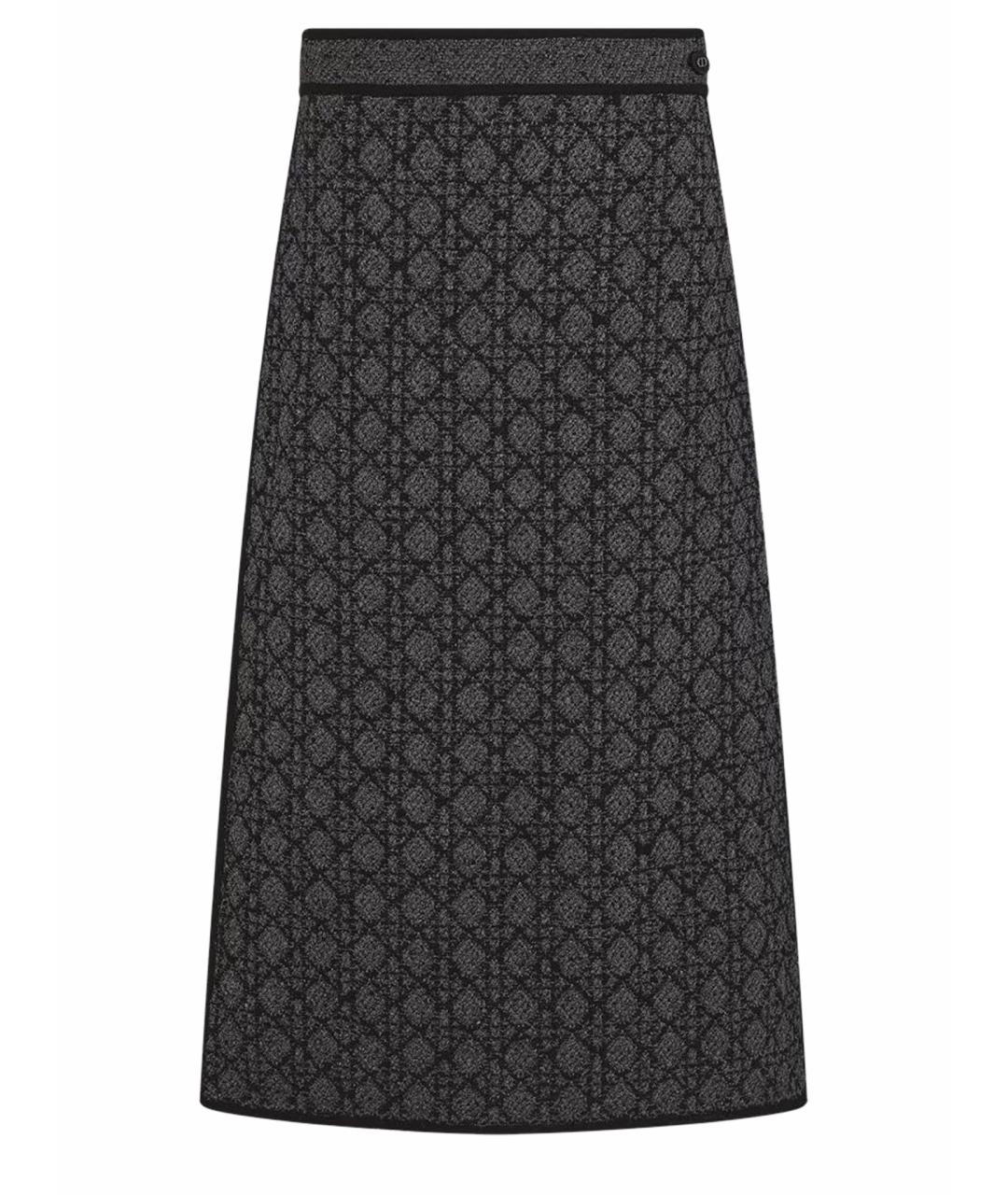 CHRISTIAN DIOR Серая твидовая юбка миди, фото 1