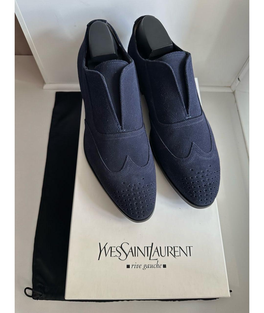 SAINT LAURENT Темно-синие замшевые туфли, фото 3