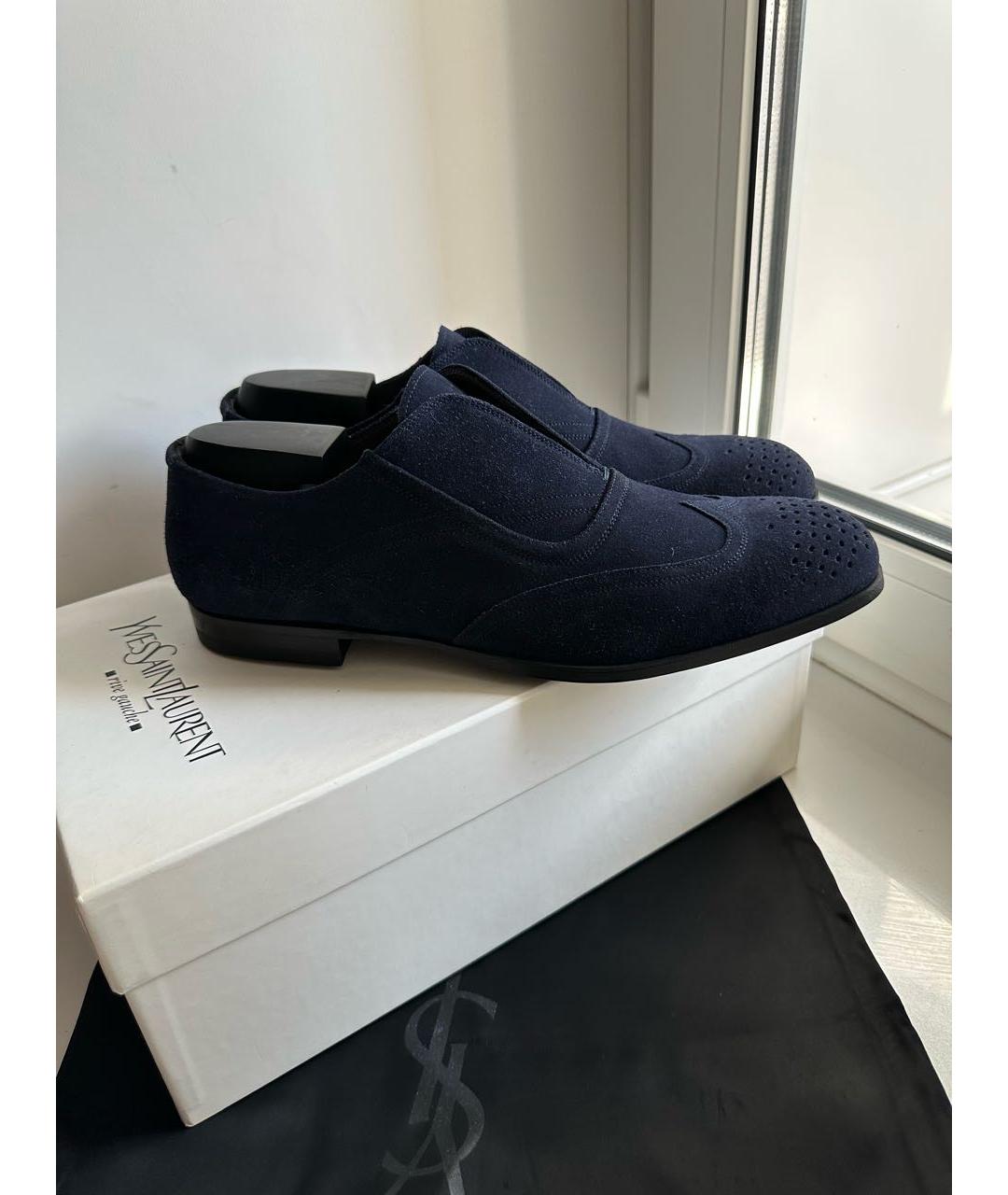SAINT LAURENT Темно-синие замшевые туфли, фото 4