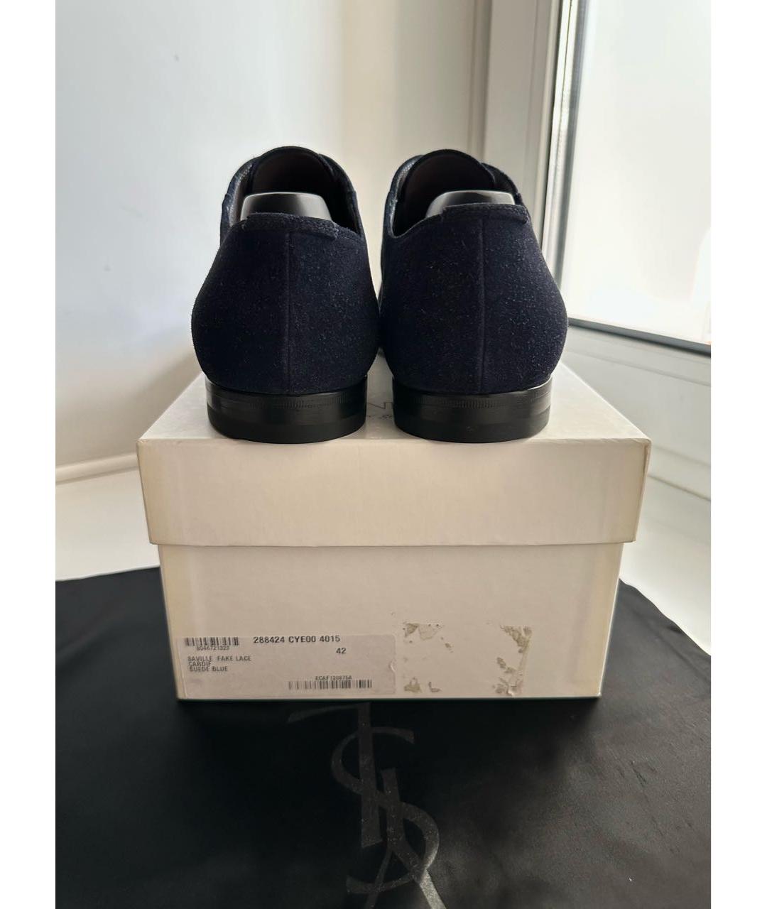SAINT LAURENT Темно-синие замшевые туфли, фото 6