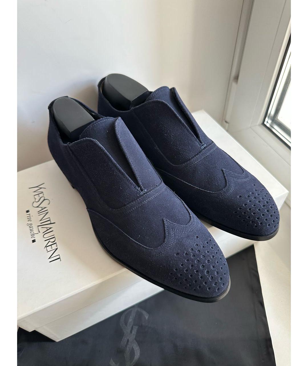 SAINT LAURENT Темно-синие замшевые туфли, фото 5