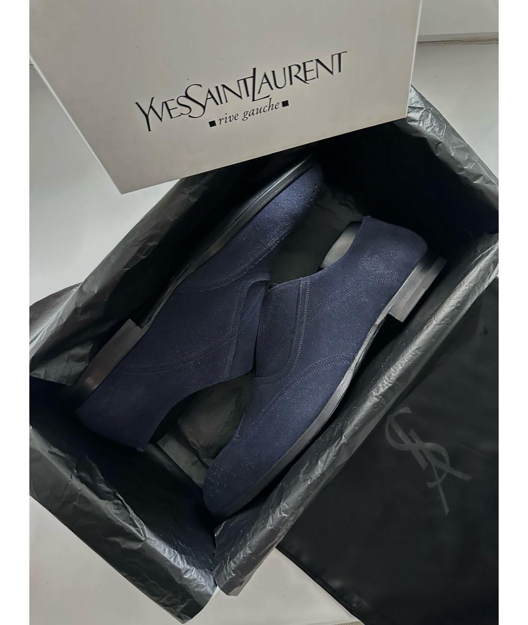 SAINT LAURENT Темно-синие замшевые туфли, фото 2