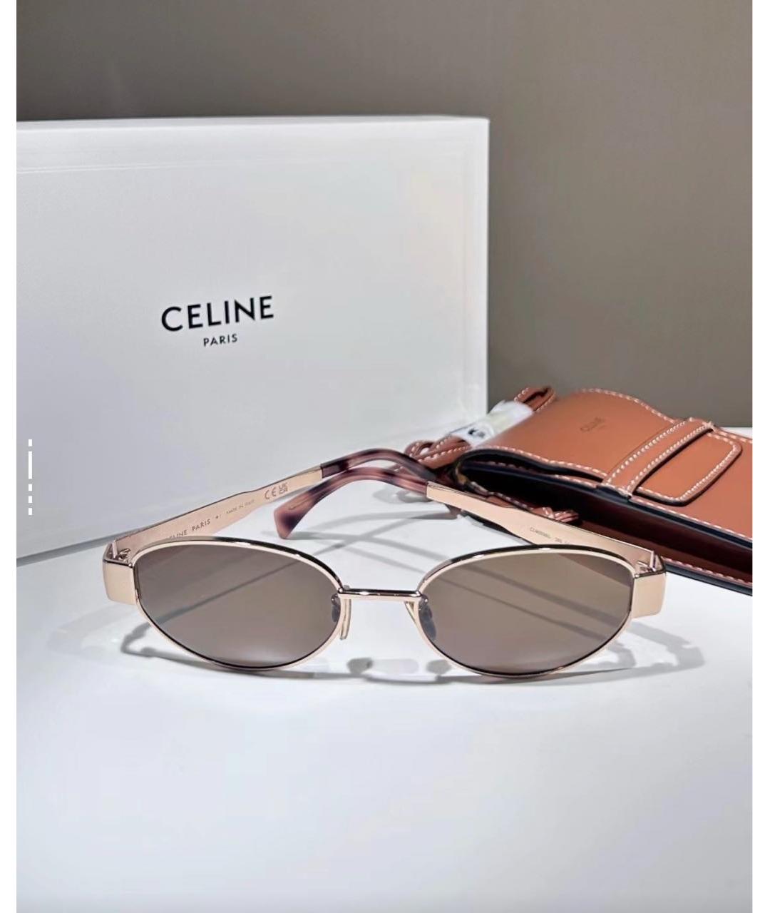 CELINE Золотые металлические солнцезащитные очки, фото 4