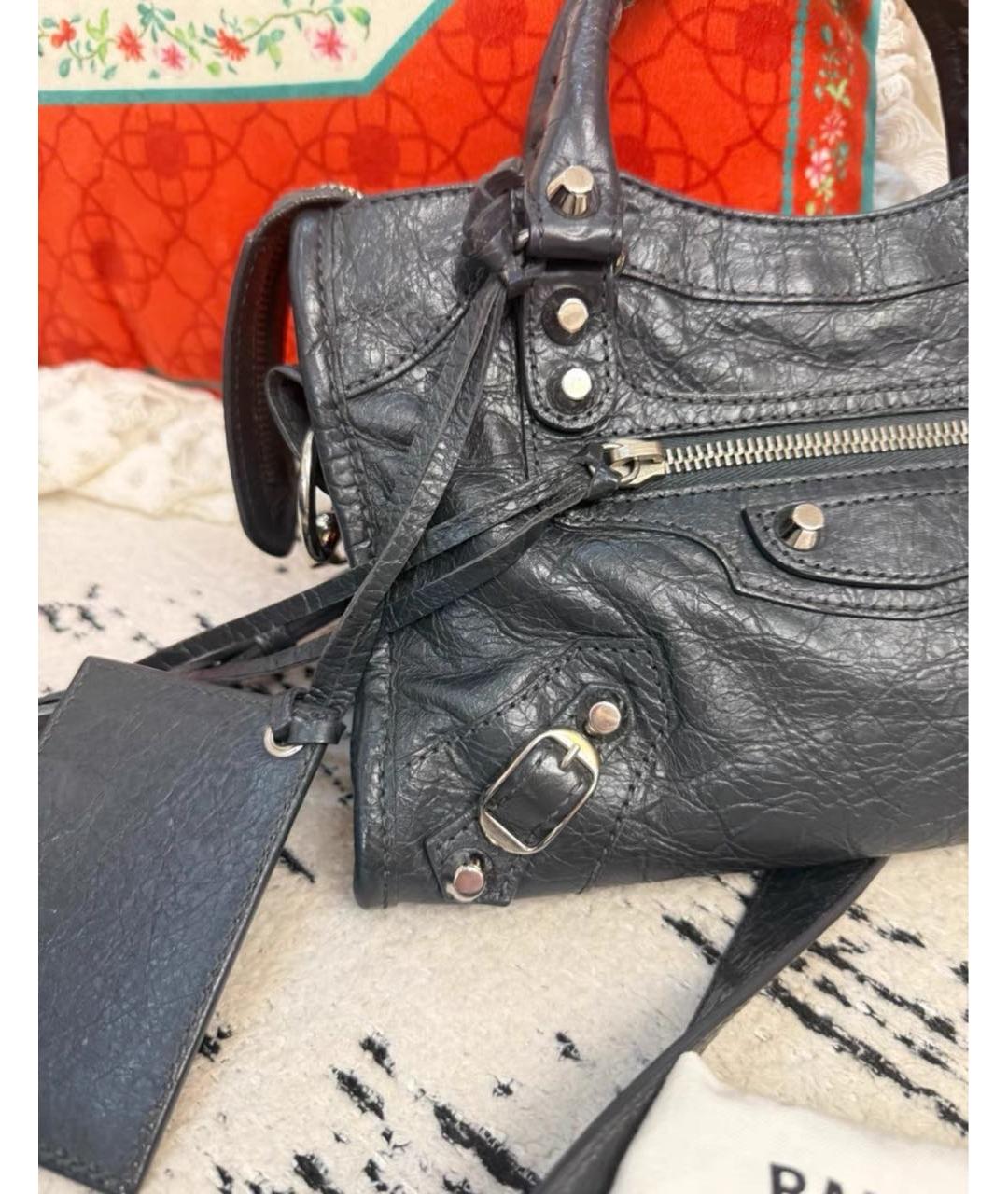 BALENCIAGA Черная кожаная сумка тоут, фото 5