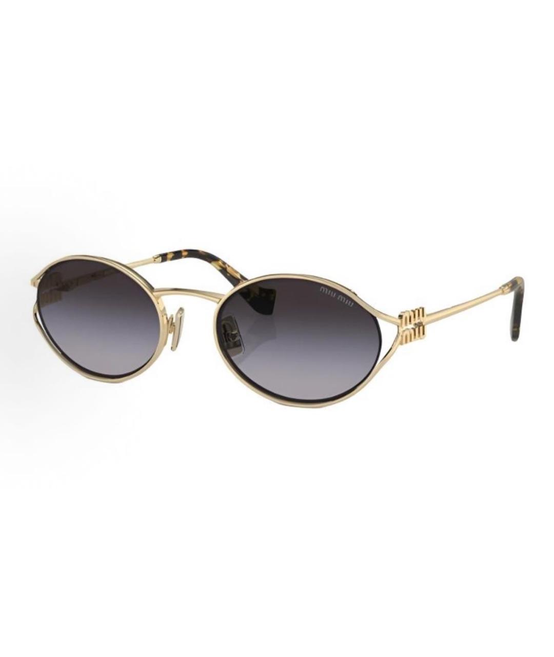 MIU MIU Золотые металлические солнцезащитные очки, фото 4