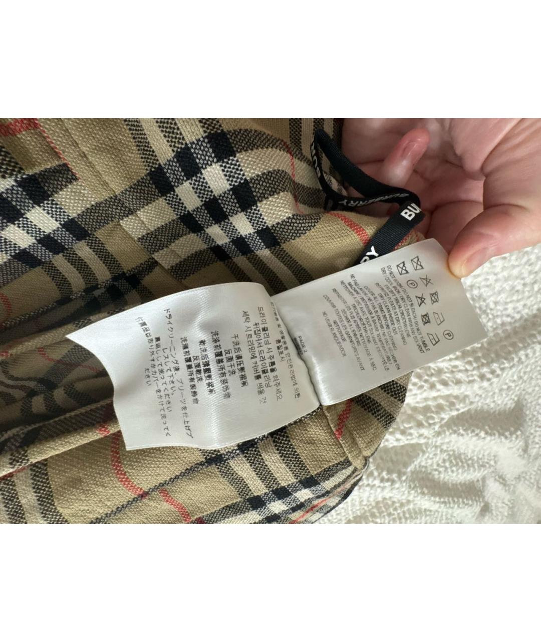 BURBERRY Бежевая шерстяная юбка мини, фото 5