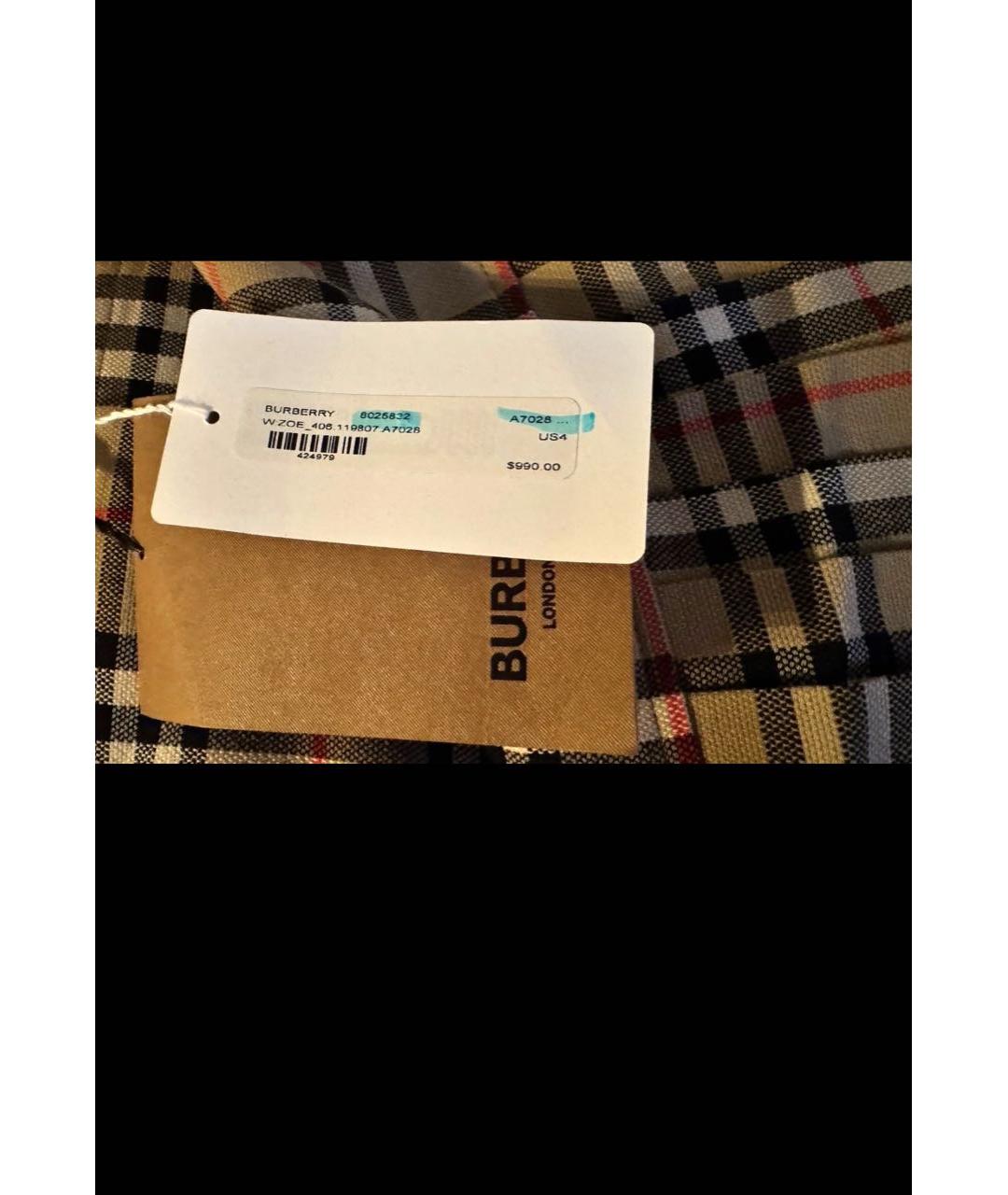 BURBERRY Бежевая шерстяная юбка мини, фото 4