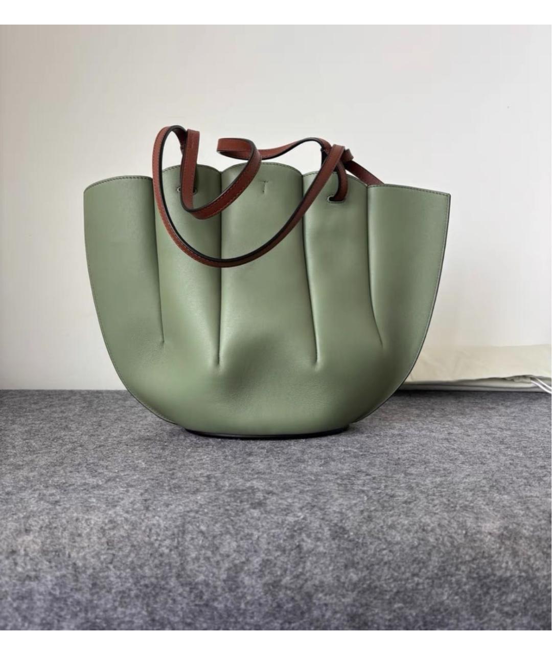 LOEWE Зеленая кожаная сумка тоут, фото 3