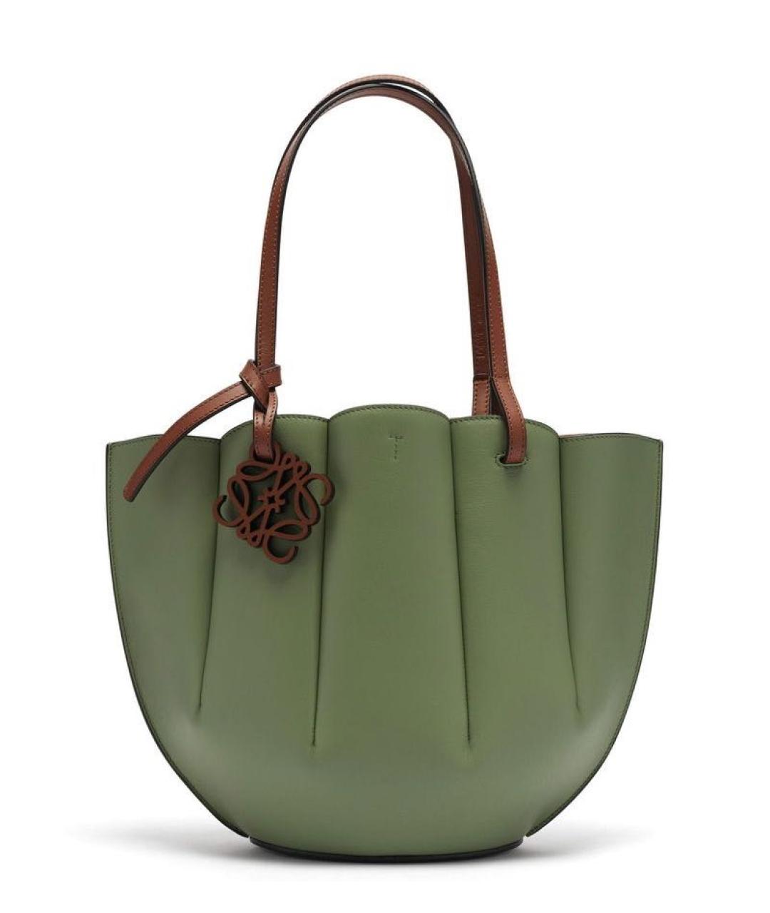 LOEWE Зеленая кожаная сумка тоут, фото 9