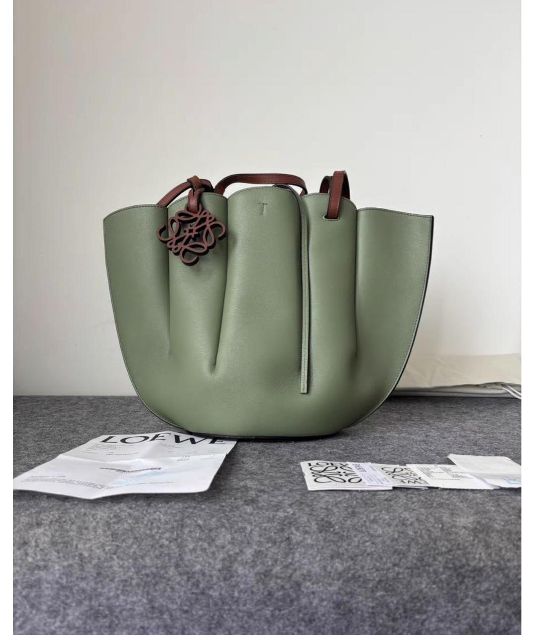 LOEWE Зеленая кожаная сумка тоут, фото 2