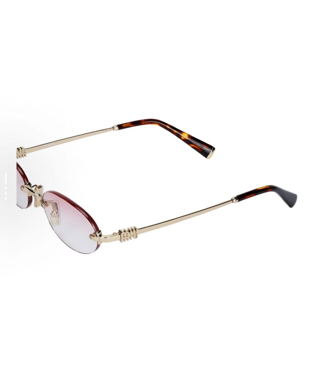 MIU MIU Розовые металлические солнцезащитные очки, фото 4