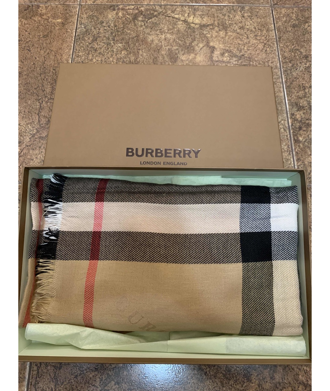 BURBERRY Коричневый кашемировый шарф, фото 4