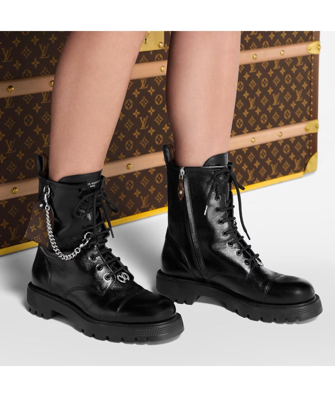 LOUIS VUITTON Черные кожаные ботинки, фото 4