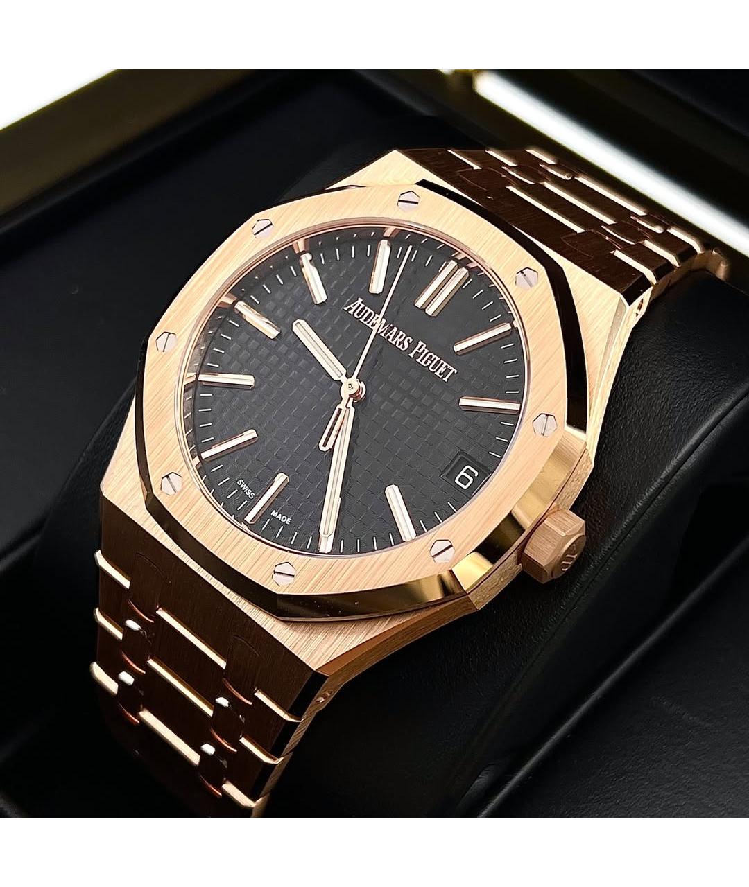 Audemars Piguet Черные часы из розового золота, фото 5
