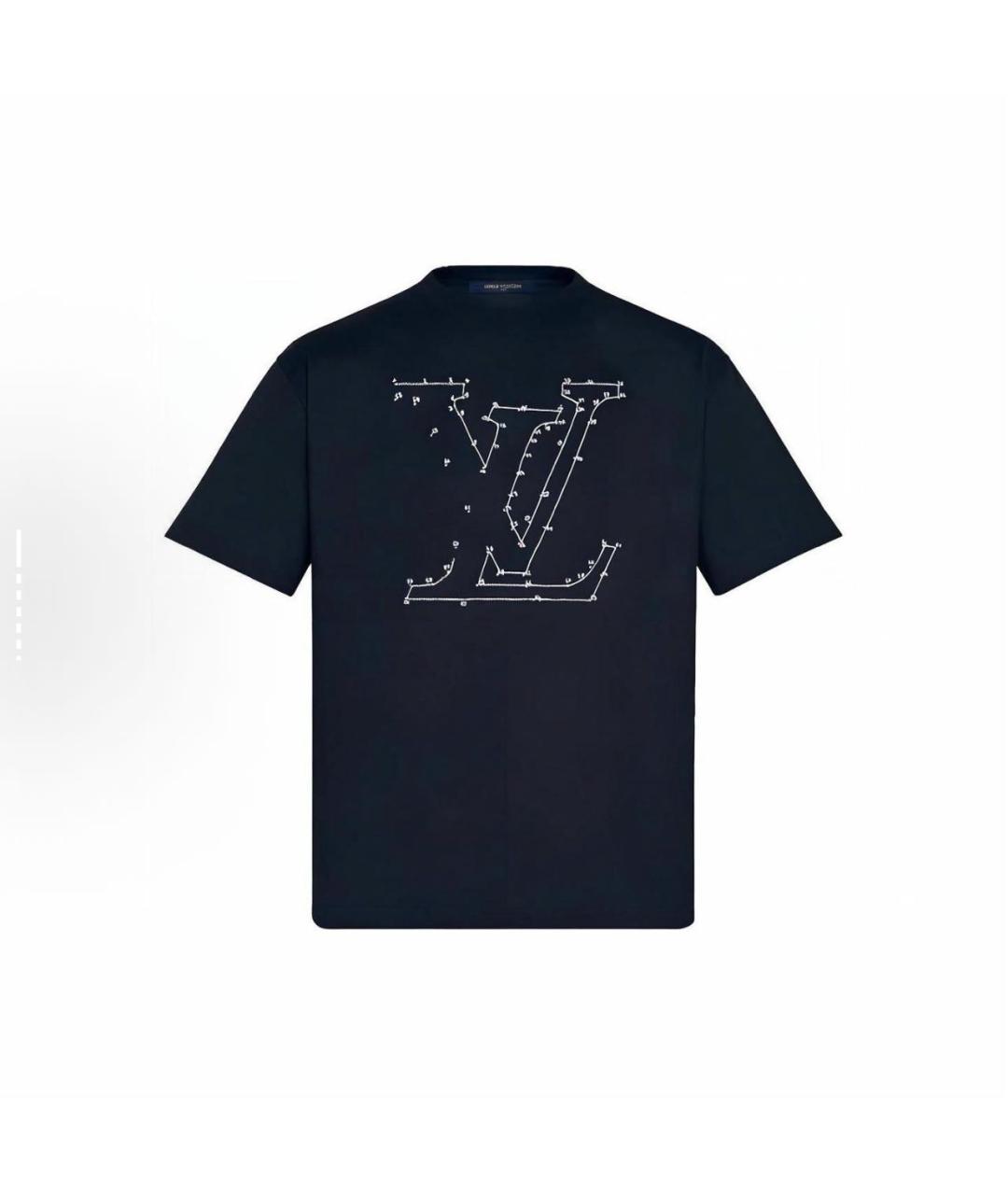 LOUIS VUITTON Темно-синяя хлопковая футболка, фото 1