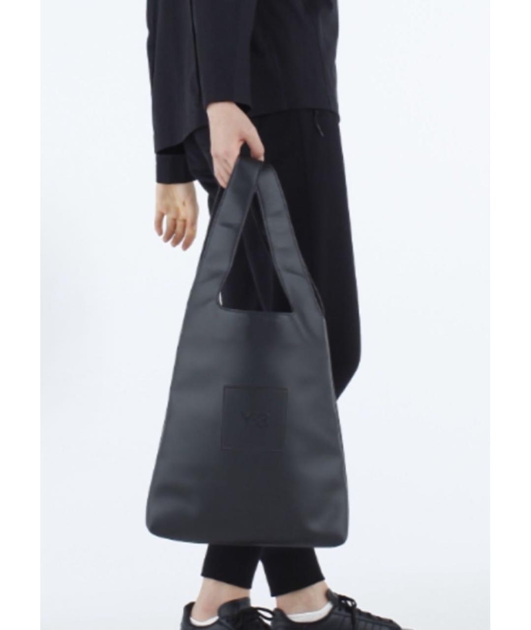 Y-3 Черная кожаная сумка тоут, фото 6