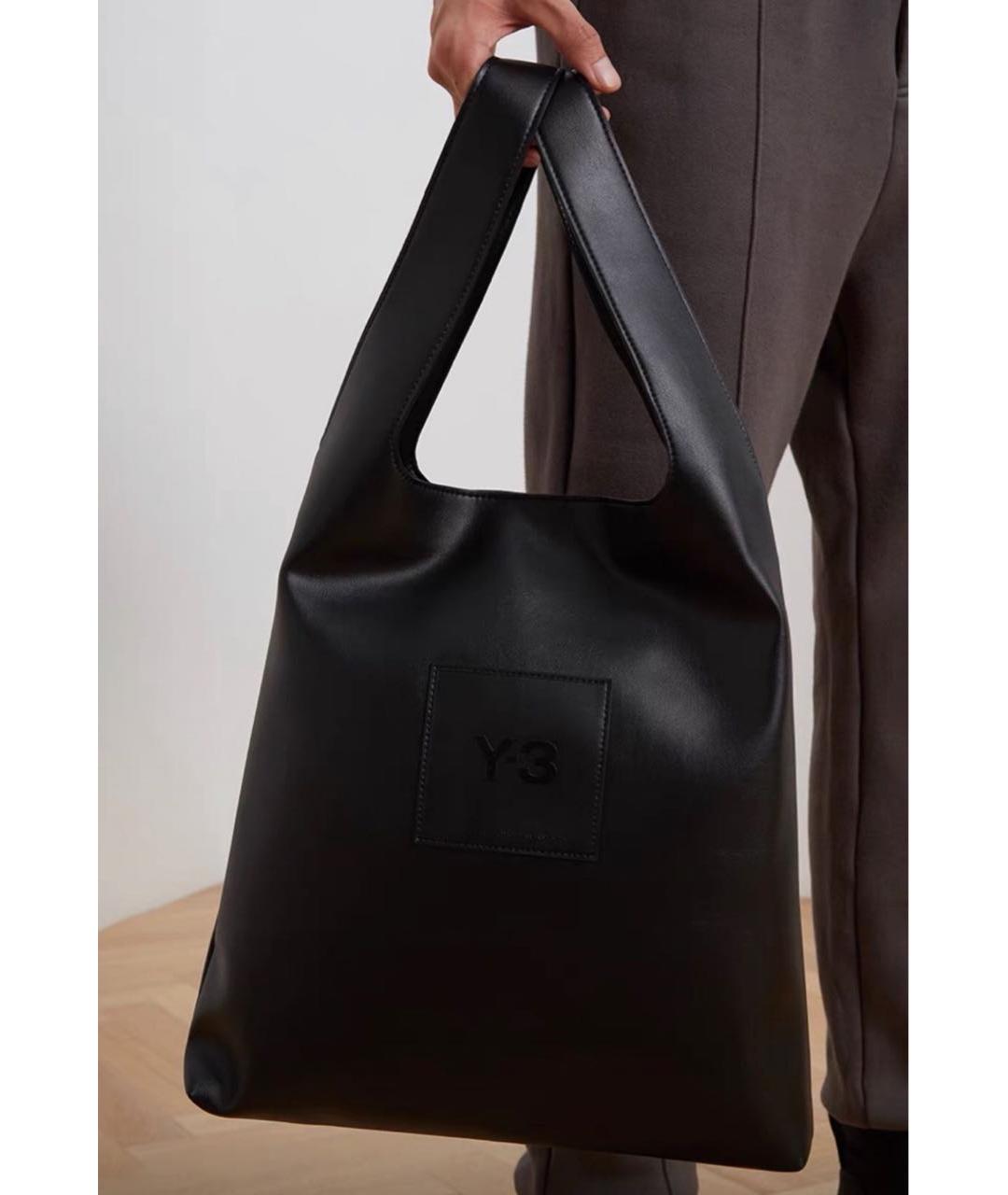 Y-3 Черная кожаная сумка тоут, фото 7