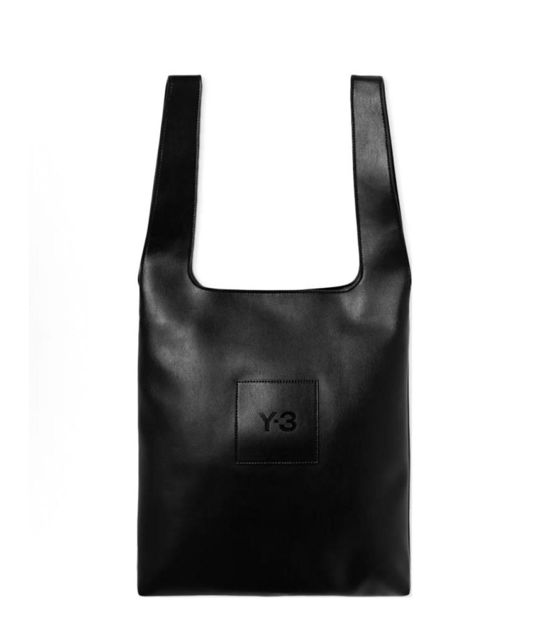 Y-3 Черная кожаная сумка тоут, фото 3
