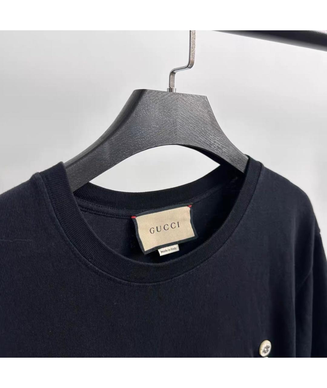 GUCCI Черная хлопковая футболка, фото 4