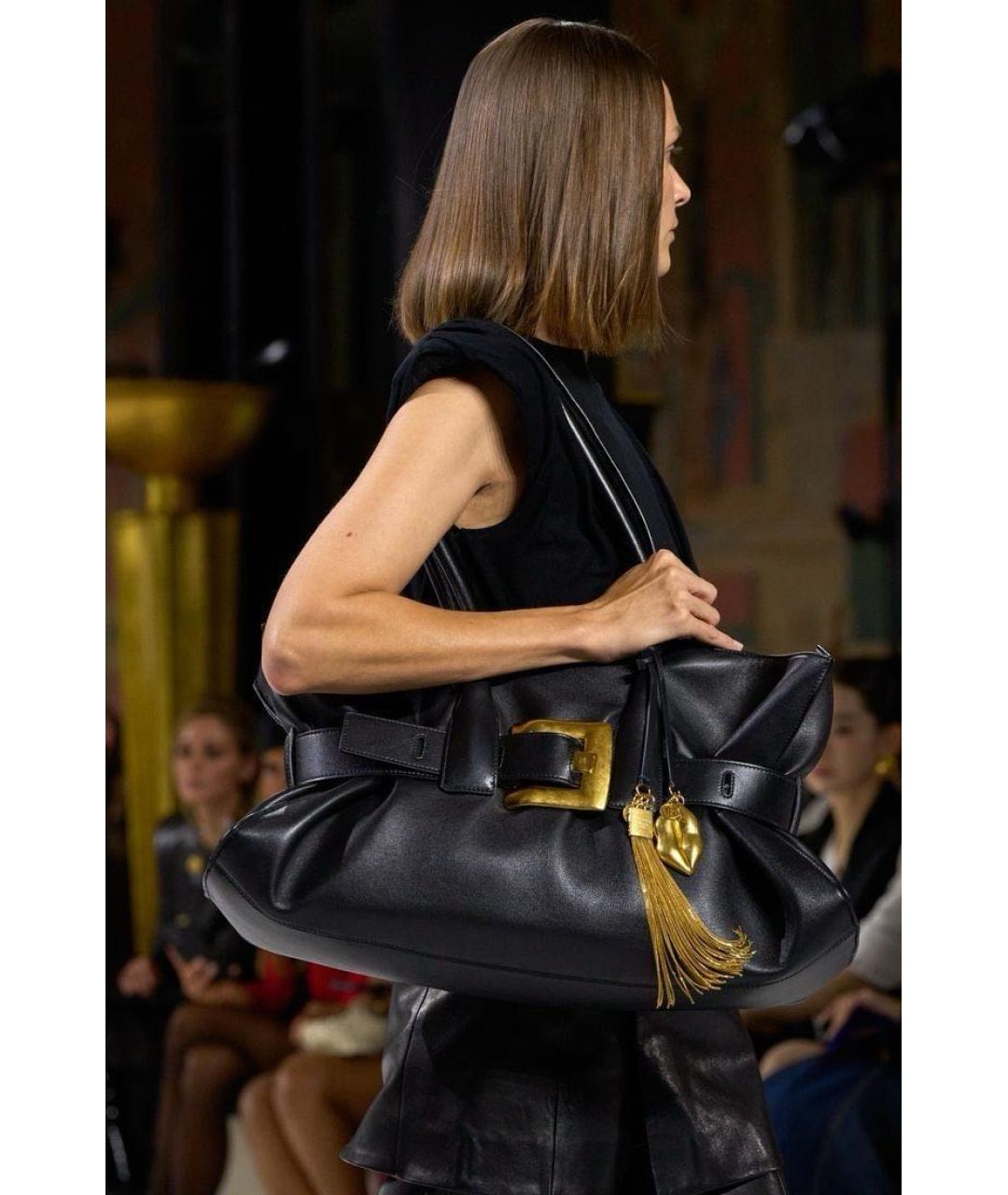 BALMAIN Черная кожаная сумка с короткими ручками, фото 7