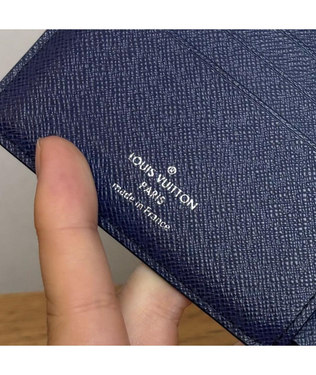 LOUIS VUITTON Синий кожаный кошелек, фото 6