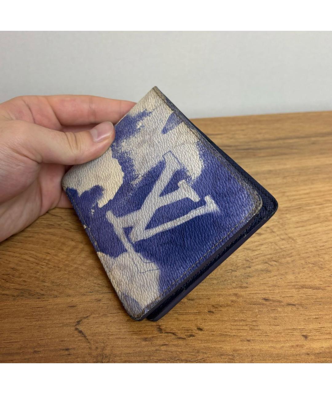 LOUIS VUITTON Синий кожаный кошелек, фото 5