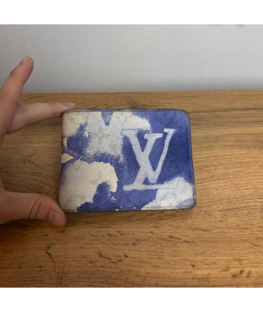 LOUIS VUITTON Синий кожаный кошелек, фото 8