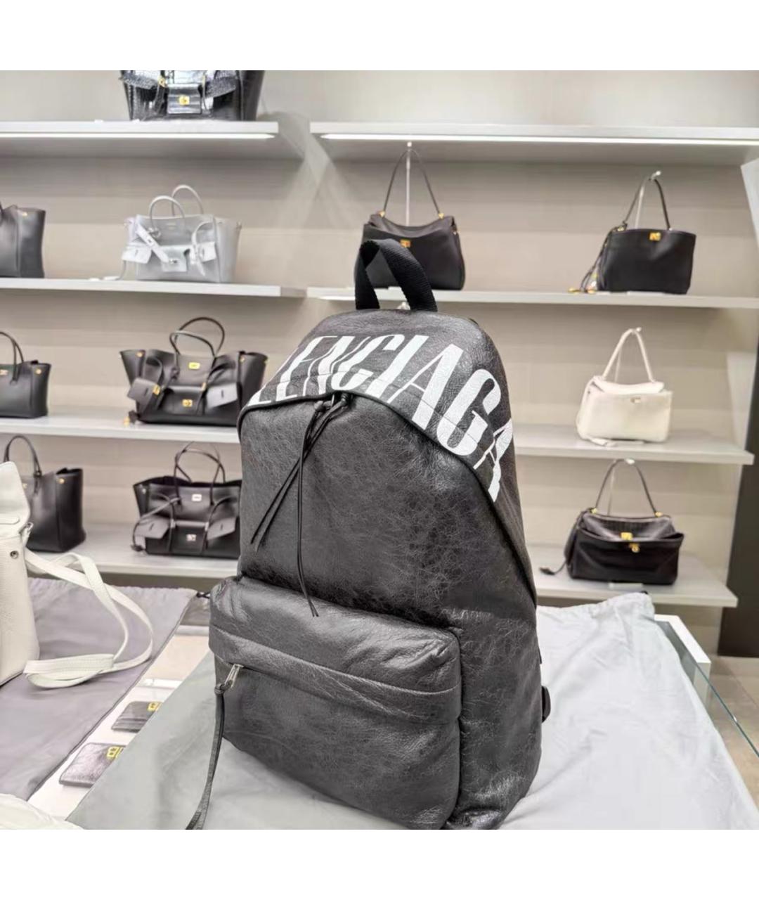 BALENCIAGA Черный кожаный рюкзак, фото 2