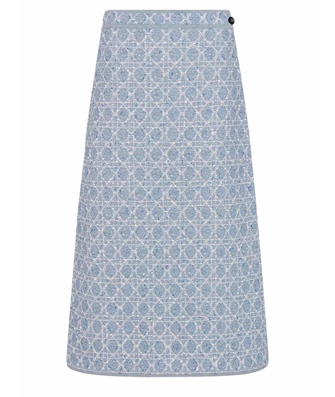 CHRISTIAN DIOR Голубая твидовая юбка миди, фото 1
