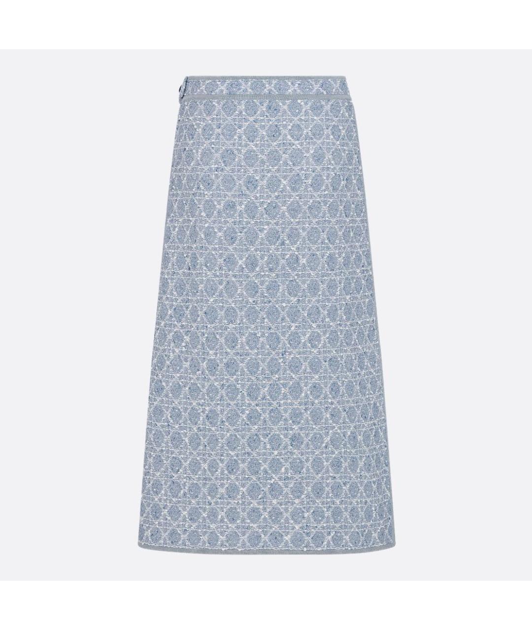 CHRISTIAN DIOR Голубая твидовая юбка миди, фото 2