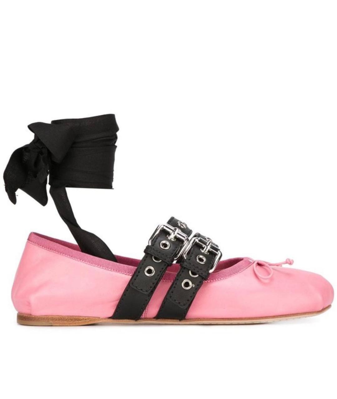 MIU MIU Розовые кожаные балетки, фото 1