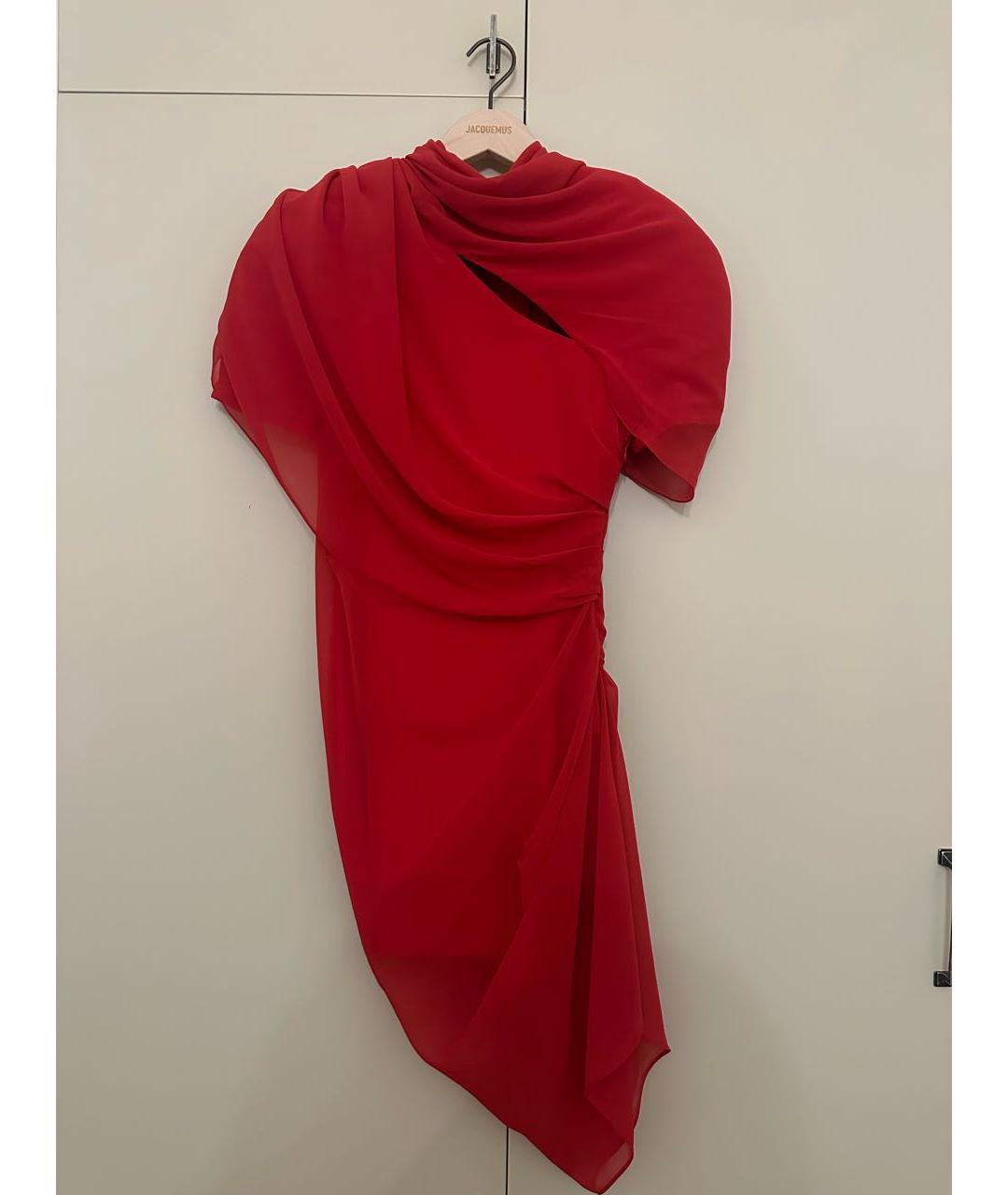 JACQUEMUS Красное полиэстеровое коктейльное платье, фото 7