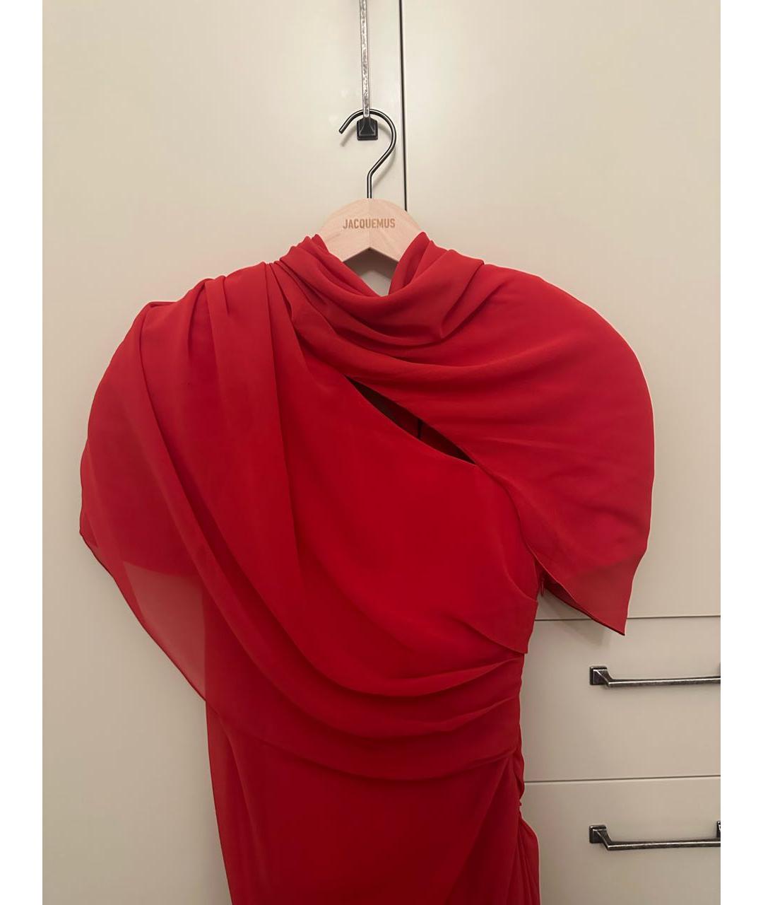 JACQUEMUS Красное полиэстеровое коктейльное платье, фото 3