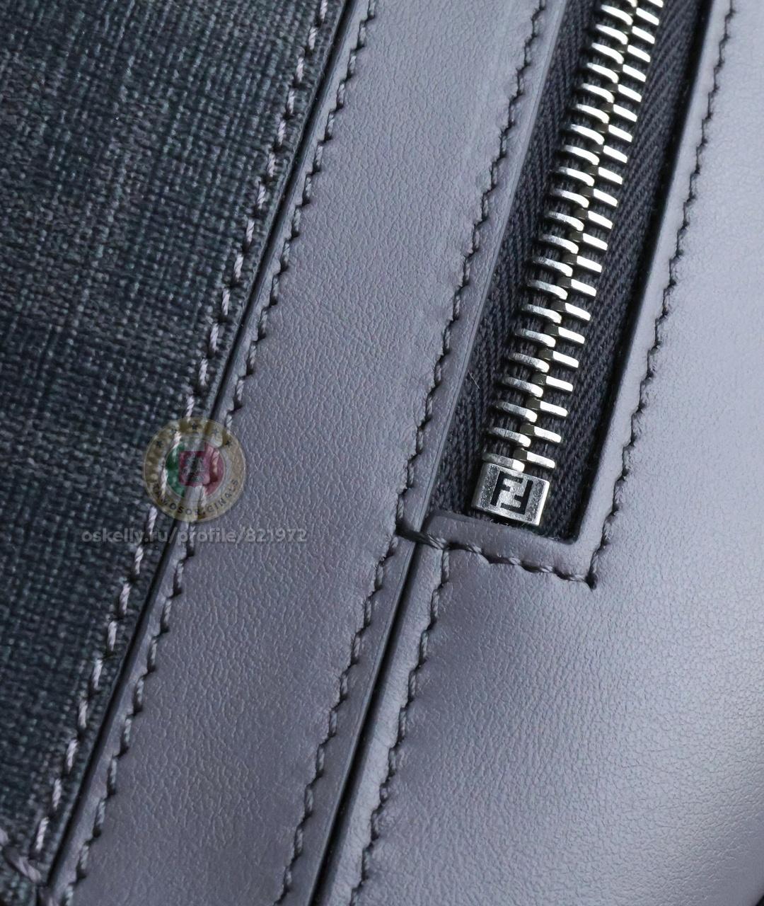 FENDI Серая кожаная барсетка, фото 5
