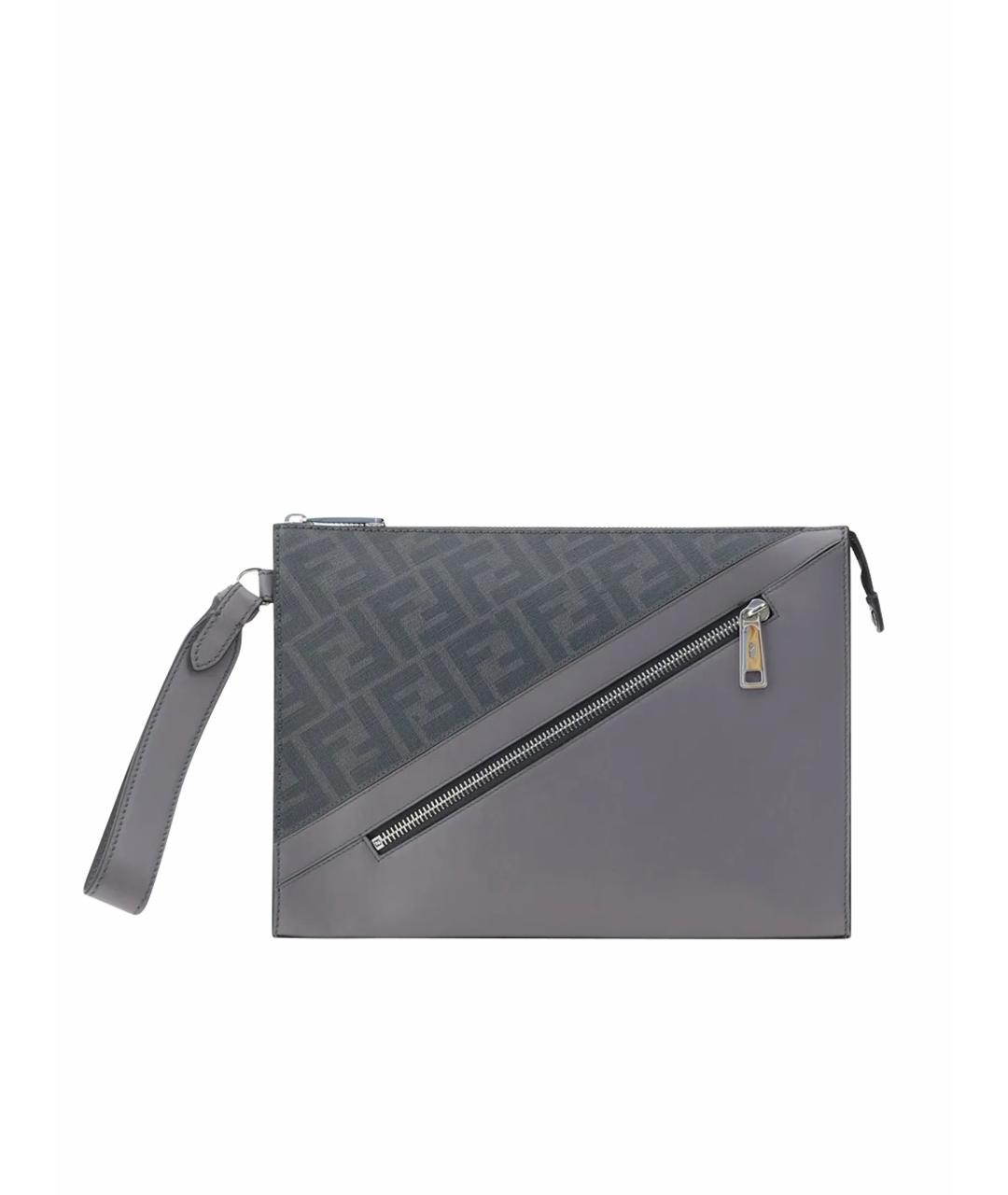 FENDI Серая кожаная барсетка, фото 1