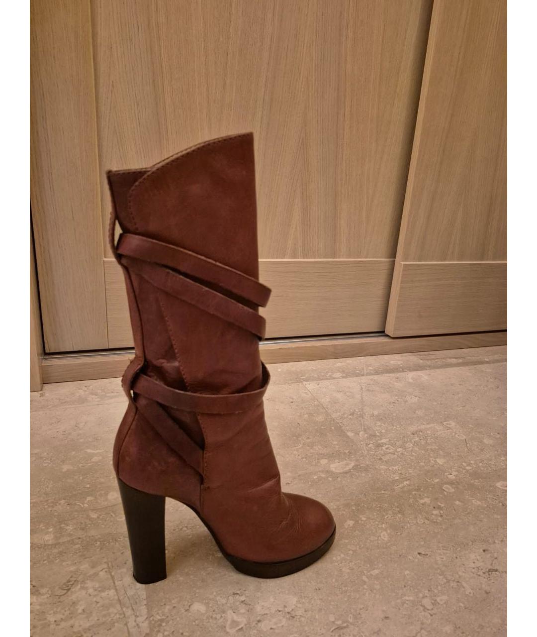 CHLOE Коричневые кожаные сапоги, фото 5