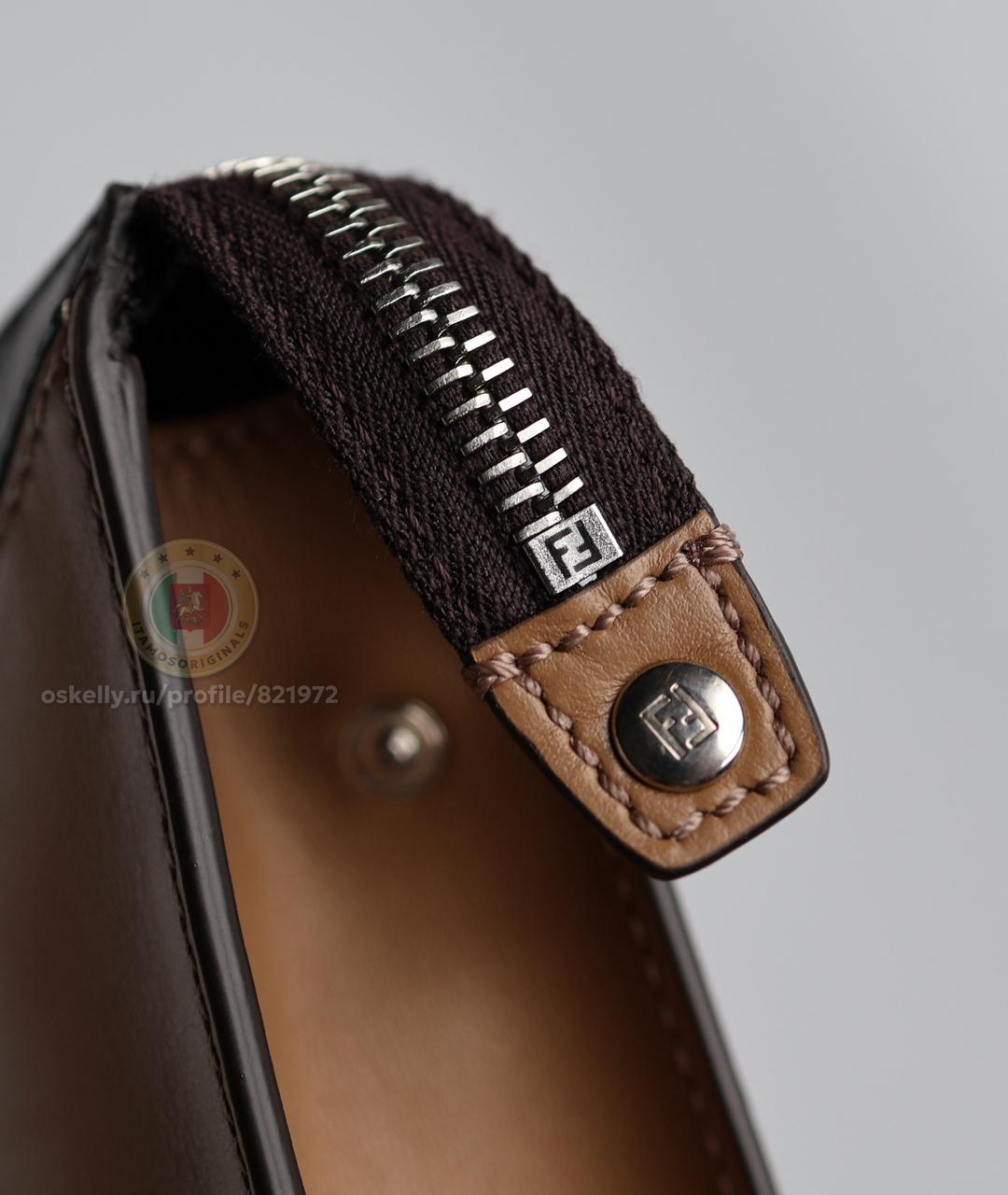 FENDI Бежевая кожаная барсетка, фото 5