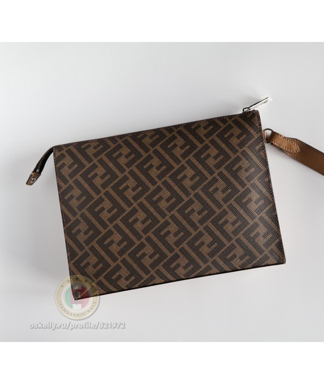 FENDI Бежевая кожаная барсетка, фото 8